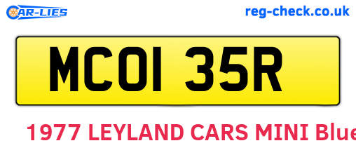 MCO135R are the vehicle registration plates.