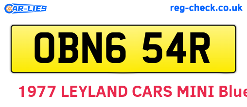 OBN654R are the vehicle registration plates.