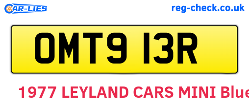 OMT913R are the vehicle registration plates.