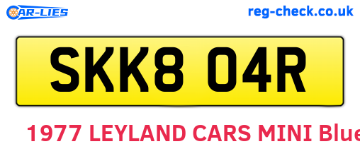 SKK804R are the vehicle registration plates.