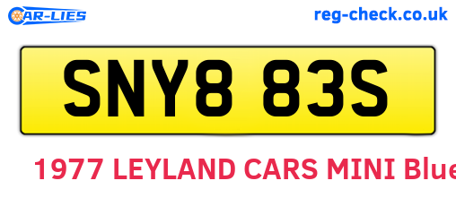 SNY883S are the vehicle registration plates.