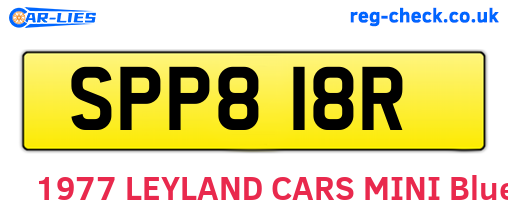 SPP818R are the vehicle registration plates.