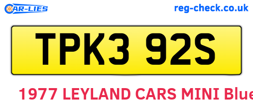 TPK392S are the vehicle registration plates.
