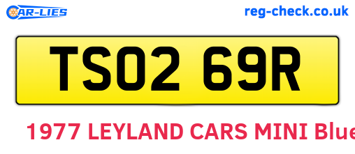 TSO269R are the vehicle registration plates.