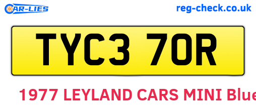 TYC370R are the vehicle registration plates.