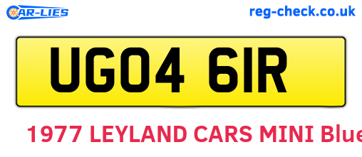 UGO461R are the vehicle registration plates.