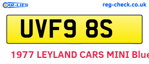 UVF98S are the vehicle registration plates.