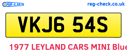 VKJ654S are the vehicle registration plates.