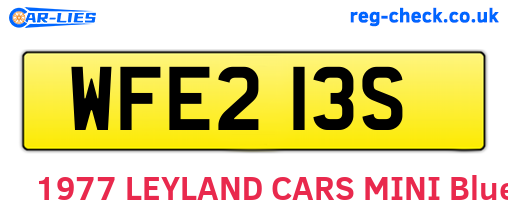 WFE213S are the vehicle registration plates.