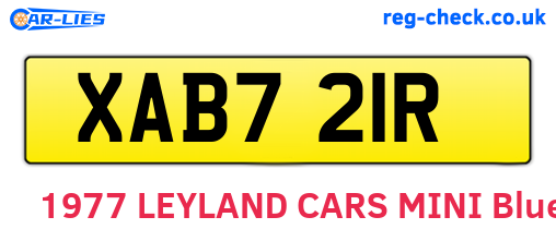 XAB721R are the vehicle registration plates.