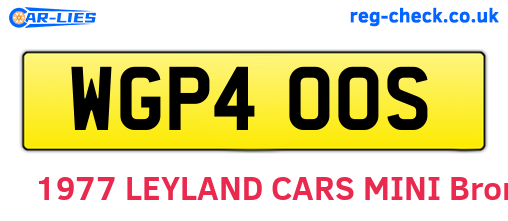 WGP400S are the vehicle registration plates.