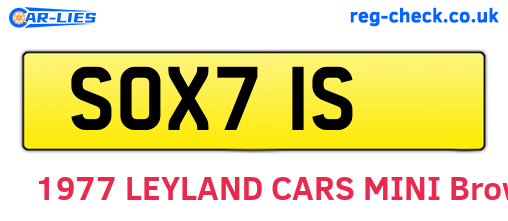SOX71S are the vehicle registration plates.