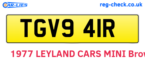 TGV941R are the vehicle registration plates.