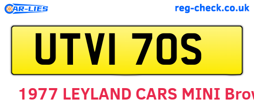 UTV170S are the vehicle registration plates.