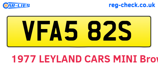 VFA582S are the vehicle registration plates.