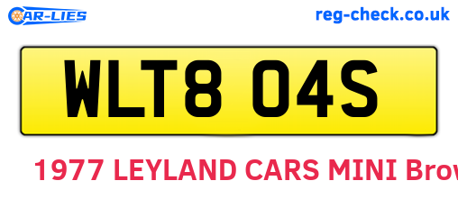 WLT804S are the vehicle registration plates.