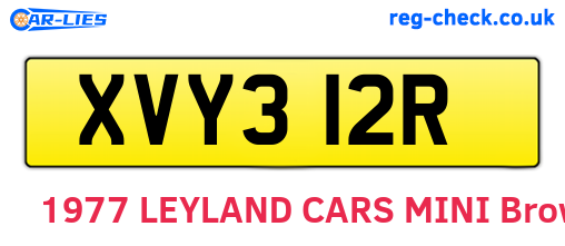 XVY312R are the vehicle registration plates.