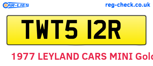 TWT512R are the vehicle registration plates.