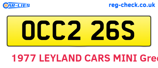 OCC226S are the vehicle registration plates.