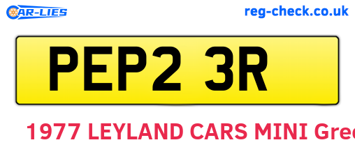 PEP23R are the vehicle registration plates.