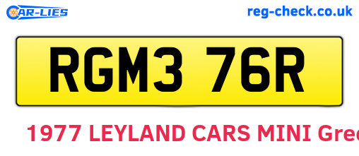 RGM376R are the vehicle registration plates.