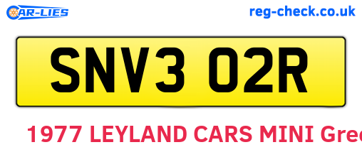 SNV302R are the vehicle registration plates.