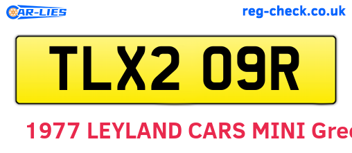 TLX209R are the vehicle registration plates.