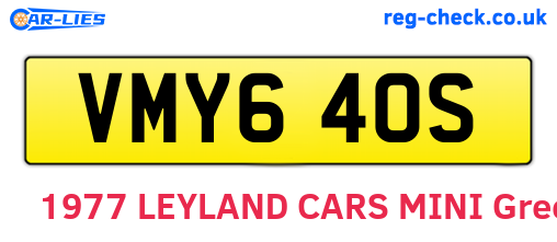 VMY640S are the vehicle registration plates.