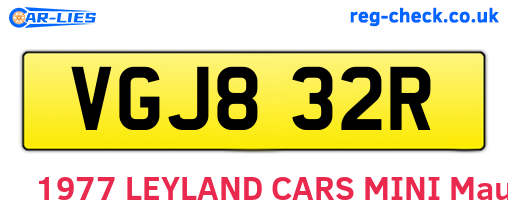 VGJ832R are the vehicle registration plates.