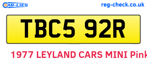TBC592R are the vehicle registration plates.