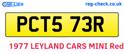 PCT573R are the vehicle registration plates.