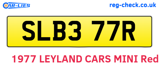 SLB377R are the vehicle registration plates.