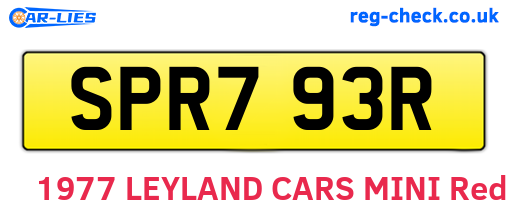 SPR793R are the vehicle registration plates.