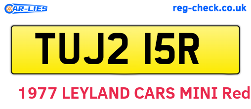 TUJ215R are the vehicle registration plates.