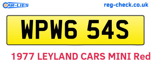 WPW654S are the vehicle registration plates.