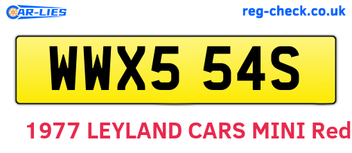 WWX554S are the vehicle registration plates.