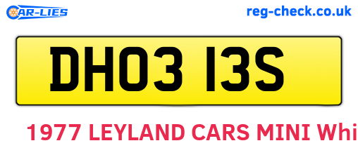 DHO313S are the vehicle registration plates.