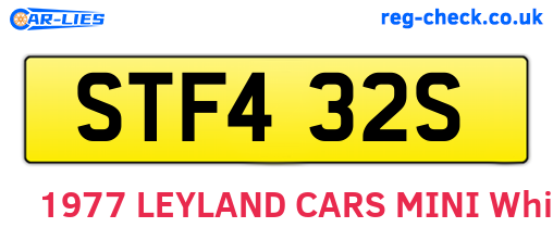 STF432S are the vehicle registration plates.