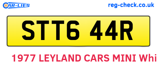 STT644R are the vehicle registration plates.