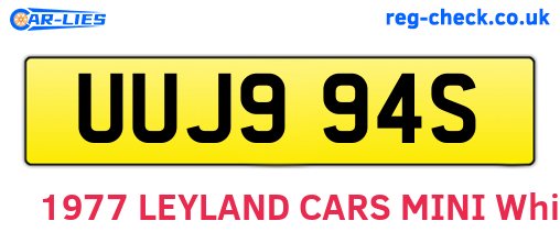 UUJ994S are the vehicle registration plates.