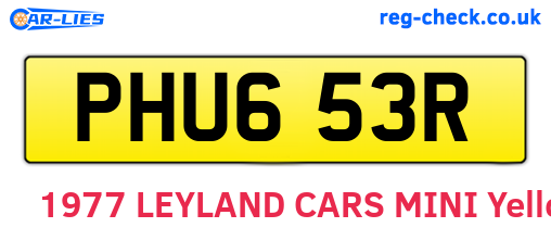 PHU653R are the vehicle registration plates.