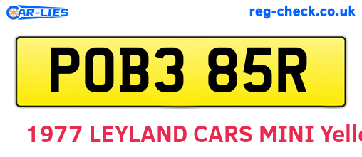 POB385R are the vehicle registration plates.