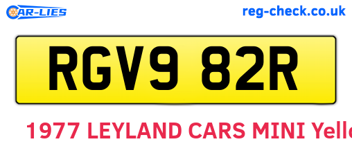 RGV982R are the vehicle registration plates.