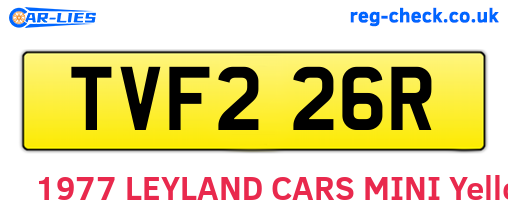 TVF226R are the vehicle registration plates.