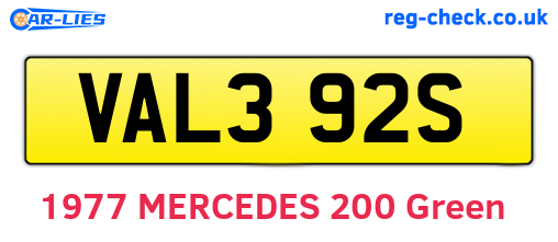 VAL392S are the vehicle registration plates.