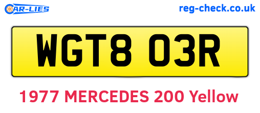 WGT803R are the vehicle registration plates.