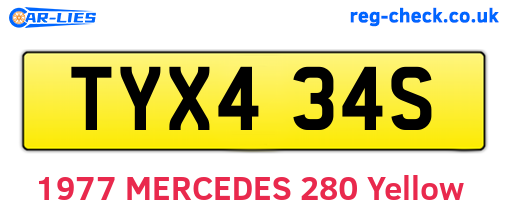 TYX434S are the vehicle registration plates.