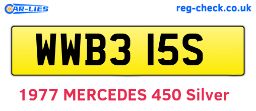 WWB315S are the vehicle registration plates.
