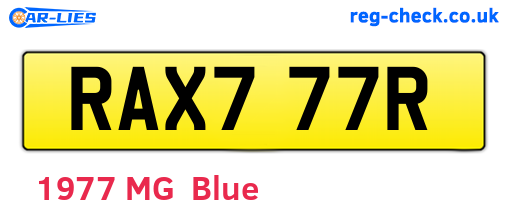 RAX777R are the vehicle registration plates.