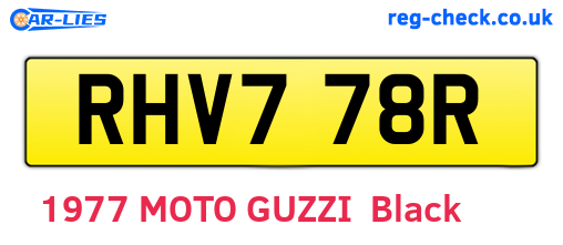 RHV778R are the vehicle registration plates.